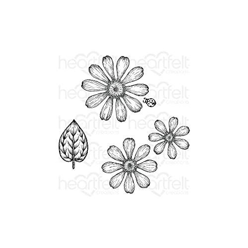Heartfelt Creations Rubber Cling Stamp- Small Garden Zinnia