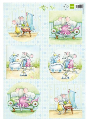 Marianne Design Cutting Sheet Hetty's Mice Baby A4