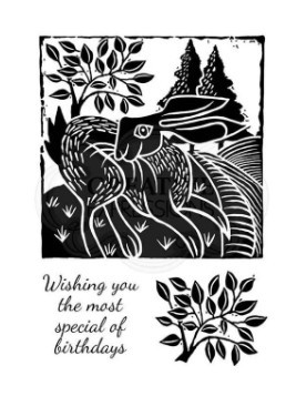 Woodware Clear Singles Lino Cut - Hare in the Fields