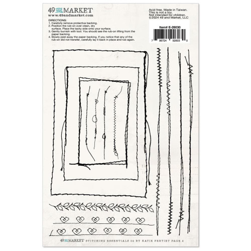 49 and Market Stitching Essentials 02 Rub-Ons 6X8" 2 per Pkg