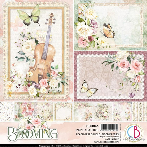 Ciao Bella 8"x 8" Paper Pad- 12 Double-sided papers- Blooming