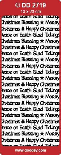 Doodey DD2719 Silver Christmas Text Stickers Peel Outline