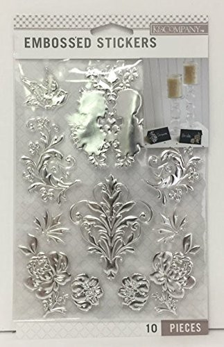 K&Company Silver Foil Wedding Embossed Stickers