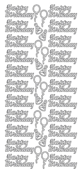 JEJE Peel Sticker- Happy Birthday / Balloons 1.1010 SILVER