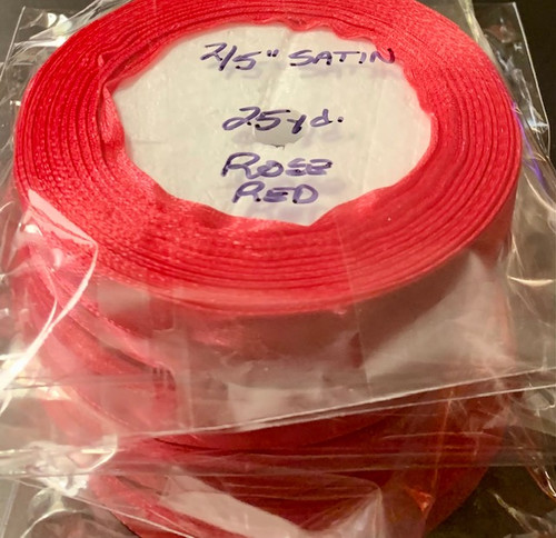 25 yd Satin Ribbon 2/5"ROSE RED Approx. 25-yards