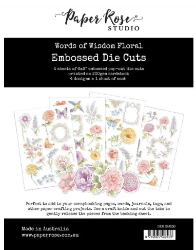 Paper Rose Words of Wisdom Floral Embossed Die Cuts 35638