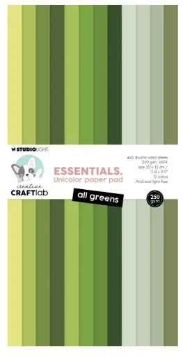 Studio Light CCL Unicolor Paper Pad All Greens Essentials 12 x 6