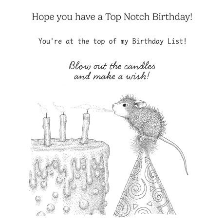 Spellbinders House Mouse Cling Rubber Stamp - Top Notch Birthday