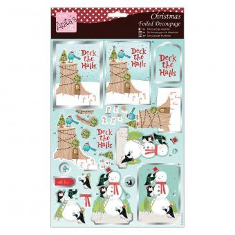 Anita's Building A Snowman Foiled Decoupage Sheet