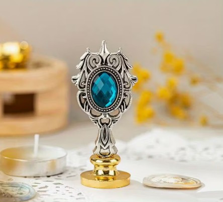 Sealing Wax Seal Handle Blue Diamond Metal Stamp Handle