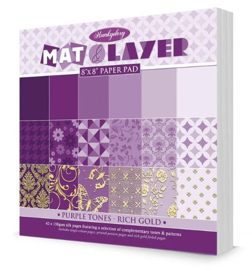 Hunkydory Crafts Mat & Layer Paper Pads - Purple Tones - Rich Gold