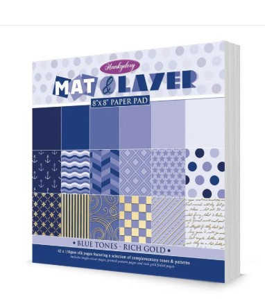 Hunkydory Crafts Mat & Layer Paper Pads - Blue Tones - Rich Gold