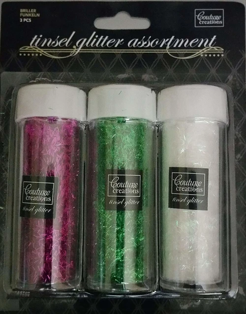 Couture Creations TInsel Glitter Assortment Be Merry Fuchsia, Green Clear AB