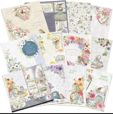 Ciao Bella 12"x 12" Paper Pad- 12 Double-sided papers- Sparrow Hill