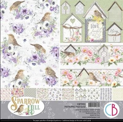 Ciao Bella 12"x 12" Paper Pad- 8 Double-sided papers- Sparrow Hill CBT053
