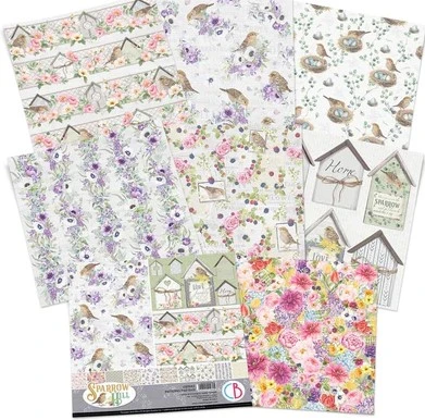Ciao Bella 12"x 12" Paper Pad- 8 Double-sided papers- Sparrow Hill CBT053
