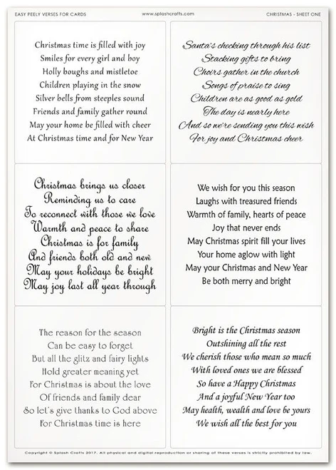 Easy Peely Verses for Cards - Christmas Set