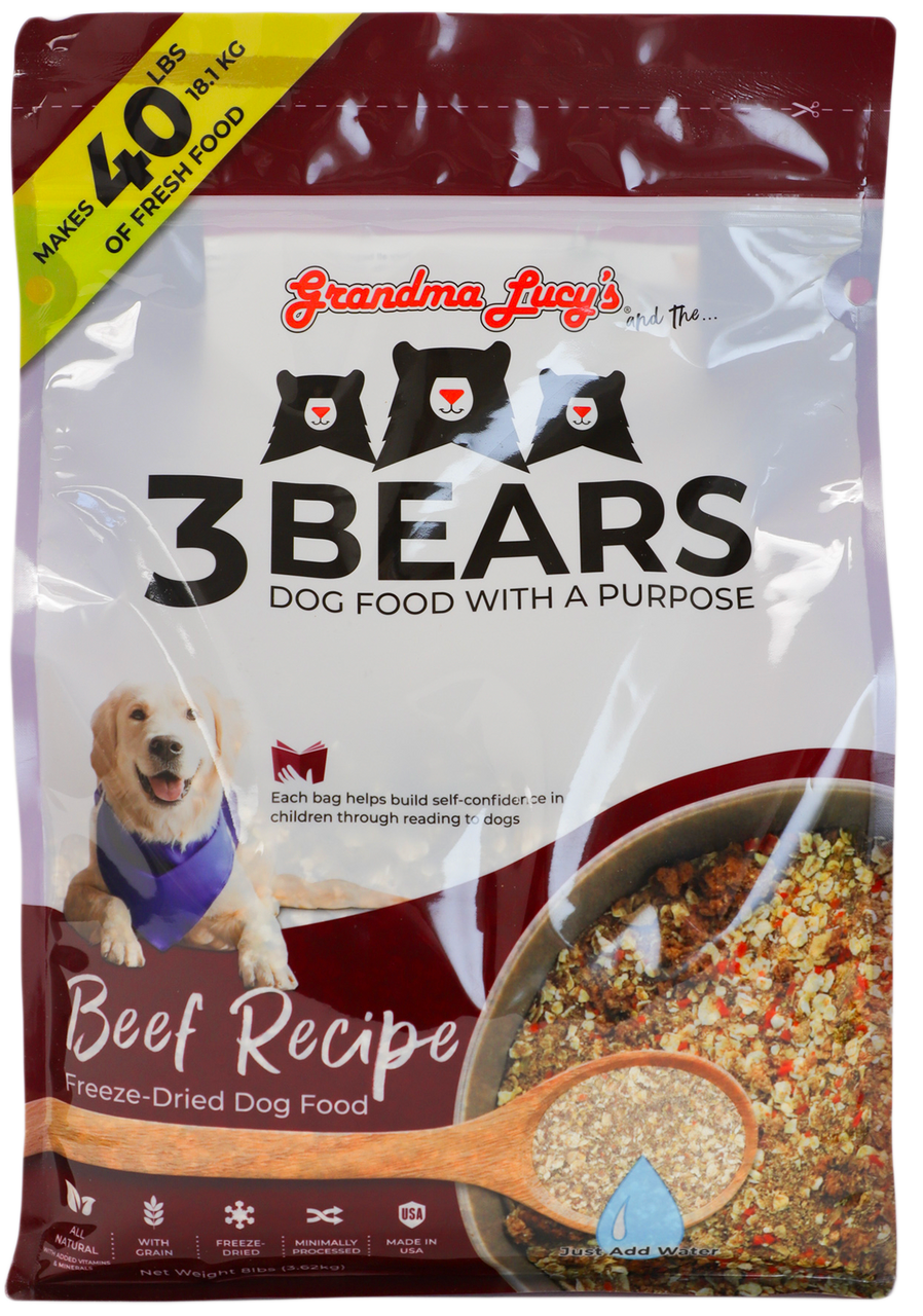 Grandma Lucy's 3 Bears Beef Dog Food 8lb Pet Food Warehouse