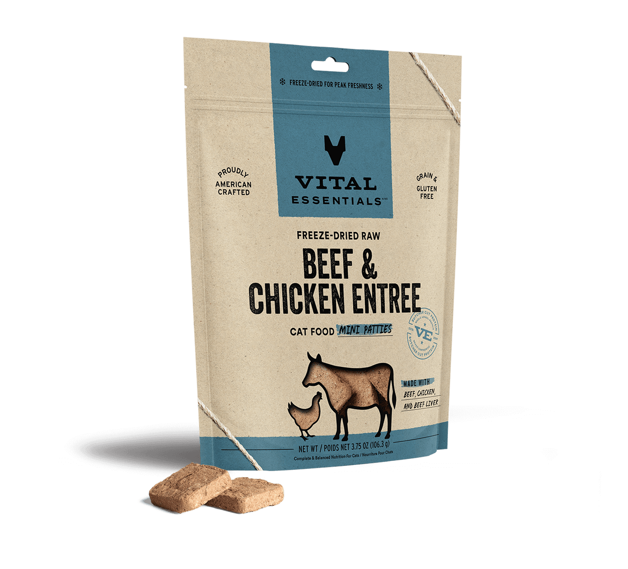 Vital Essentials FreezeDried Cat Food Mini Patties Beef & Chicken 3