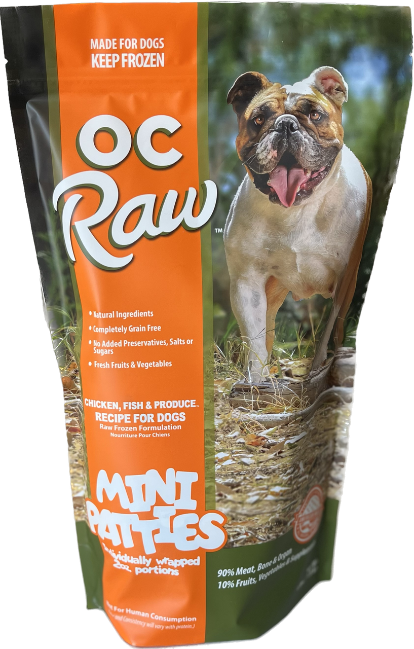 OC Raw Sliders Chicken Fish Produce 4lb Pet Food Warehouse