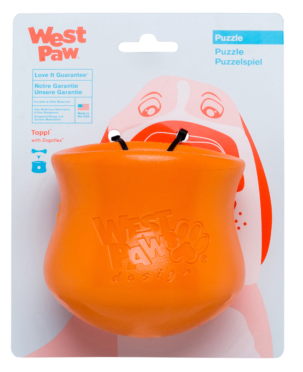 West Paw Large Tangerine Toppl Dog Toy