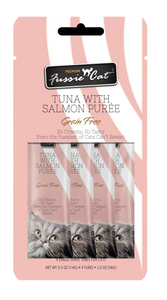4pk Fussie Cat Tuna with Salmon Puree Cat Treat .5oz