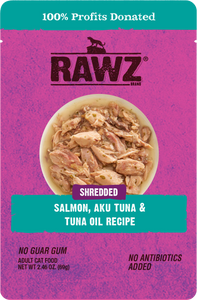 Rawz Salmon, Aku Tuna & Tuna Oil Cat Food Pouch 2.46oz