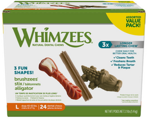 Whimzees Natural Dental Value Box Dog Treats Large 24 count