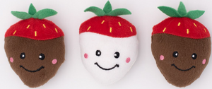 Zippy Paws Valentine's Miniz Chocolate Covered Strawberries 3-Pack