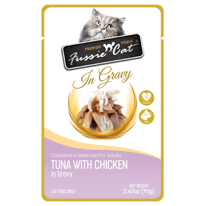 Fussie Cat Premium Tuna w/ Chicken  in Gravy Pouch 2.47oz