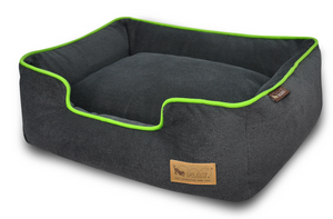 P.L.A.Y. Lounger Bed Bamboo Slate Gray & Lime Medium 25x31
