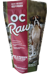 OC Raw Beef Produce Patty Dog Food 6lb