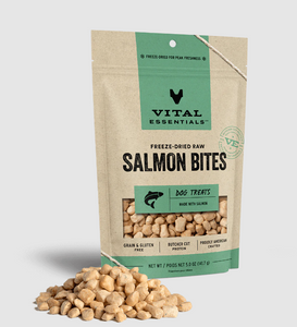 Vital Essentials Freeze-Dried Raw Salmon Bites Dog Treats 5oz