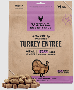 Vital Freeze-Dried Raw Turkey Entree & Mixer Cat Food Soft Nibs 12oz