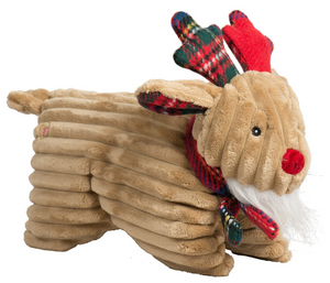 HuggleHounds Tartan Tidings Reindeer Squooshie Large