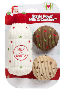 HuggleHounds Santa Paws' Milk & Cookies 3 Piece Gift Pack