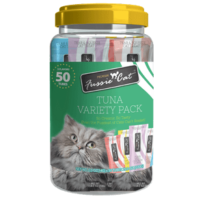 Fussie Cat Treat Puree Tuna Variety 5oz 50 pack (5 Flavors)