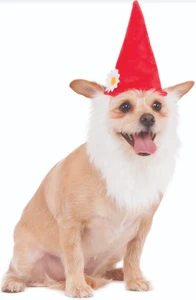 Ruby Slippers Garden Gnome Hat with Beard Pet Costume Small Medium