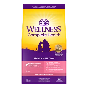 Wellness Complete Health Sensitive Skin Stomach Salmon Rice Dog Food 5lb