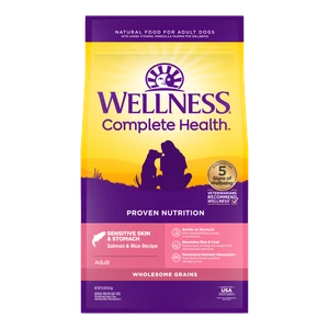 Wellness Complete Health Sensitive Skin Stomach Salmon Rice Dog Food 24lb