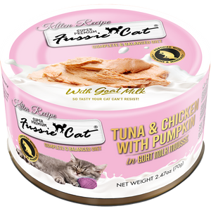 Fussie Kitten Fine Dine Mousse Tuna Chicken w/ Goats Milk, Pumpkin Entrée 2.47oz
