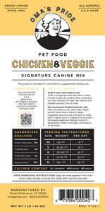 Oma's Pride Chicken Vegetable Dog Food 1lb