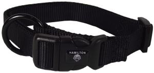 Hamilton Adjustable Dog Collar Black 1" 18-26"