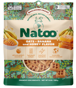 Natoo Petfoods Wholesome Grain Oats Banana and Honey Small Bites Dog Treat 8oz