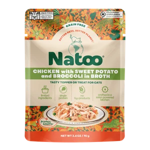 Natoo Petfoods Chicken w/ Sweet Potato and Brocc in Broth Pouch Topper Cat 2.4oz