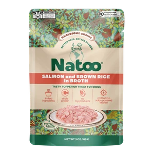 Natoo Petfoods Salmon and Brown Rice in Broth Pouch Topper Dog 3oz