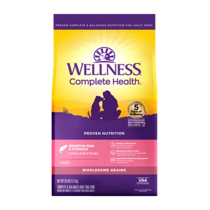 Wellness Complete Health Sensitive Skin & Stomach Wholesome Grains Dog Food 38lb