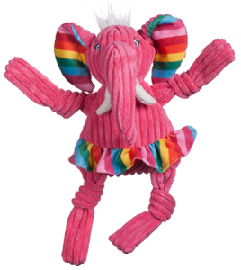 HuggleHounds Small Knottie Rainbow Elephant Dog Toy
