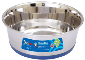 Indipets Heavy Duty Steel Dog Dish with Rubber Base 4 qt.