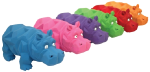 Multipet Latex Origami Hippo Assorted Colors Dog Toy 8"